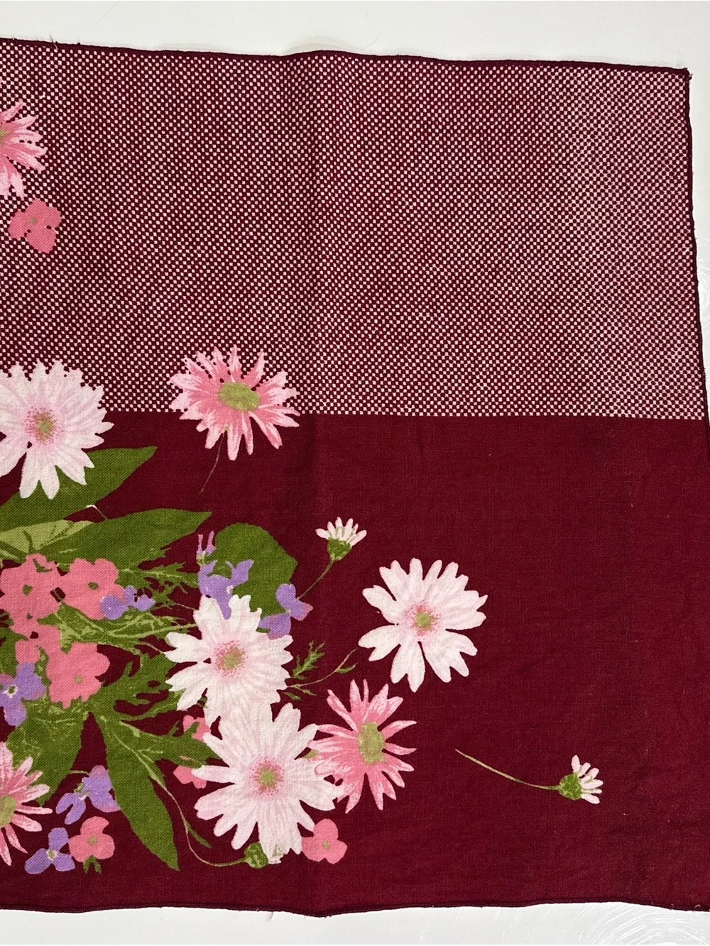 Vintage Vera Neumann Maroon Floral Cotton Cloth Napkins Set of 3